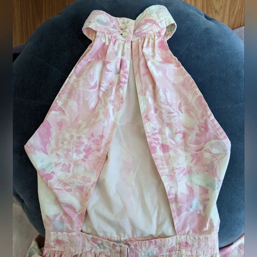 True Vintage Pink & White Floral Fit & Flare 1950s Cotton Sun Dress size 0-2 - Picture 10 of 15